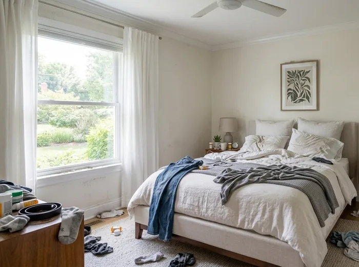 Bedroom before cleaning