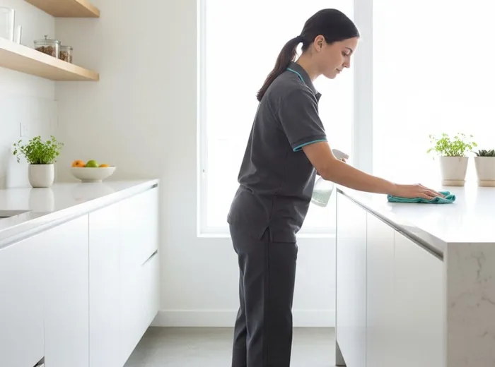 Counters wiped down during a turnover clean
