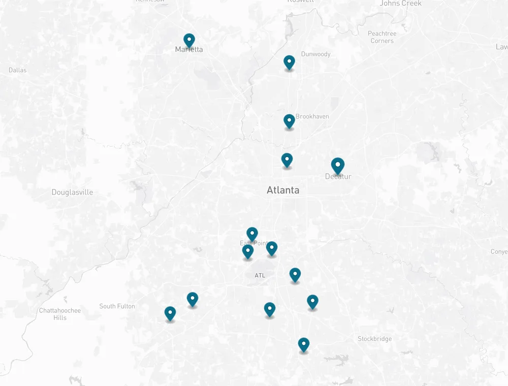 Fresh Start Cleaning ATL service area map covering Metro Atlanta